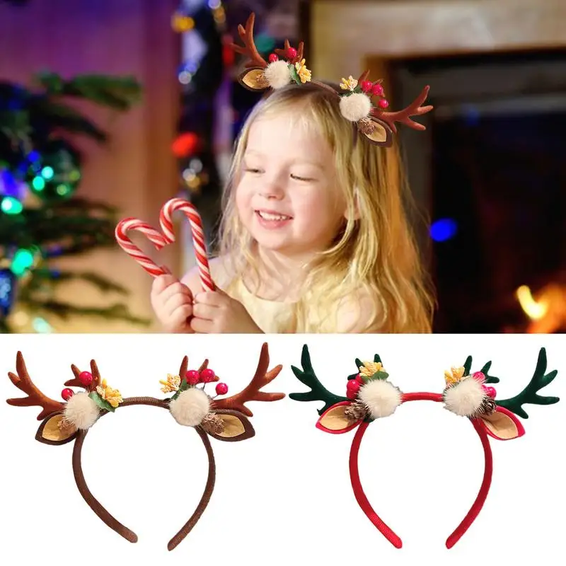 Christmas Reindeer Headband Photo Props Headpiece Supplies Holiday Headwear Hair Accessories For Party Favors Girls adults Kids