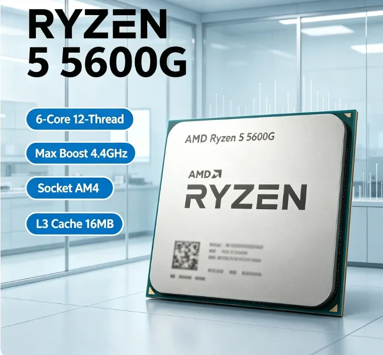 AM4 System Renew Integrated Graphics CPU AMD Ryzen5 5600G Zen3 7NM 6C12T 4.4GHz Boost Desktop Gaming Chip No Cooler