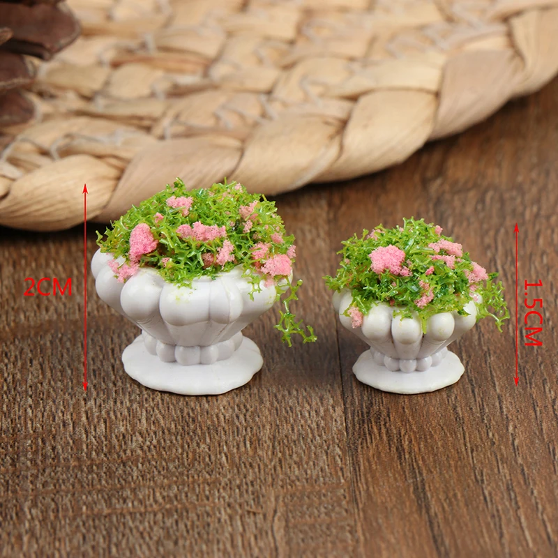 2 pezzi mobili per casa delle bambole 1:12 accessori Mini vasi da fiori Bonsai per piante verdi