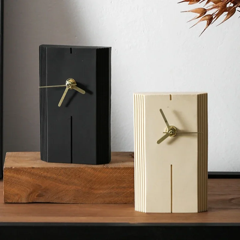 Retro Silent Desk Clock Sandstone Modern Minimalist Creative Desktop Clock Home Decoration Accessories Art Decorative Clock