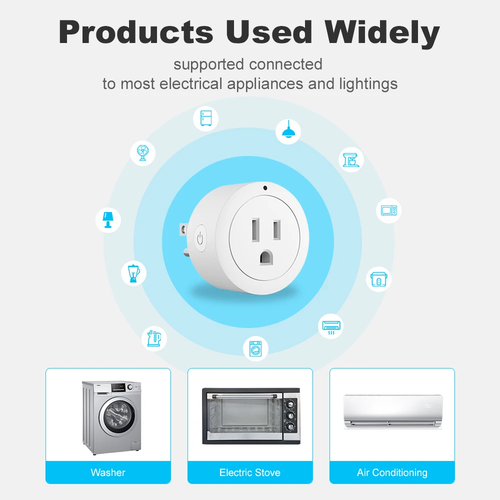 Tuya Smart Life Wifi Plug US Socket Wireless Switch Smart Home App Timer Scene Linkage Support Alexa Google Home Voice Assitant