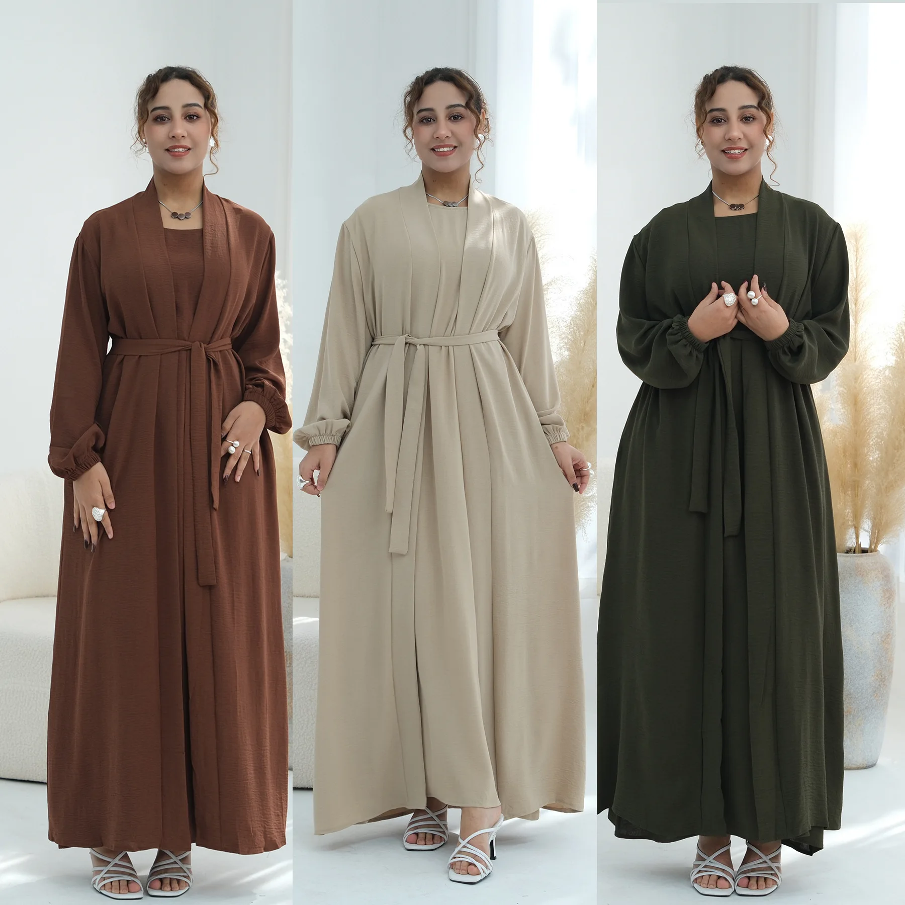 

Dubai Women Dress Abaya dress 2 Piece Set Eid Cardigan Elegant Muslim Jalabiya Ramadan Islam Party Arab Long Robe Morocco 2026