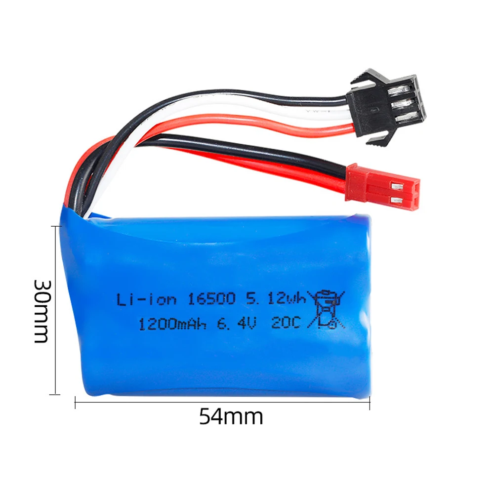 6.4V 1200mah 16500 Li-ion Battery for wltoys L959 18628 18629 18428 18429 Remote Control toys Car Boat Trucks Spare Parts