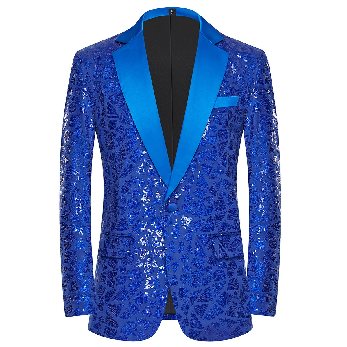 

2024 Men's Triangle Color-Blocking Sequin blazer Stage Banquet Performance Photo Studio Photography blazer