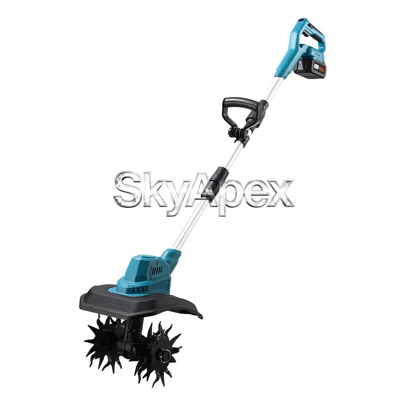 Upgraded Lithium Powered Mini Tiller Four Cutter Head Soil Turning Machine Garden Farming Cultivation Tool