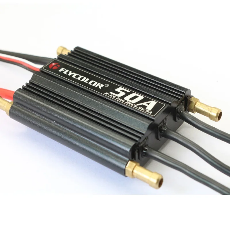 Flycolor 50A Speed Controller Waterproof Brushless ESC for RC Boat 2-6S Lipo BEC 5.5V/5A Plastic Water Cooling System for Girls