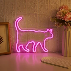 Chi-buy LED Neon Cute Cat USB Powered Neon Signs Night Light 3D Wall Art & Game Room Bedroom Party Decor Lamp Signs