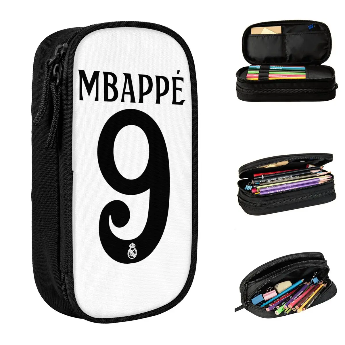 Football KM Mbappe 9 Pencil Case For Soccer Fan Pen Box Double Layer Large-capacity Kids Pencilcase Perfect Gifts