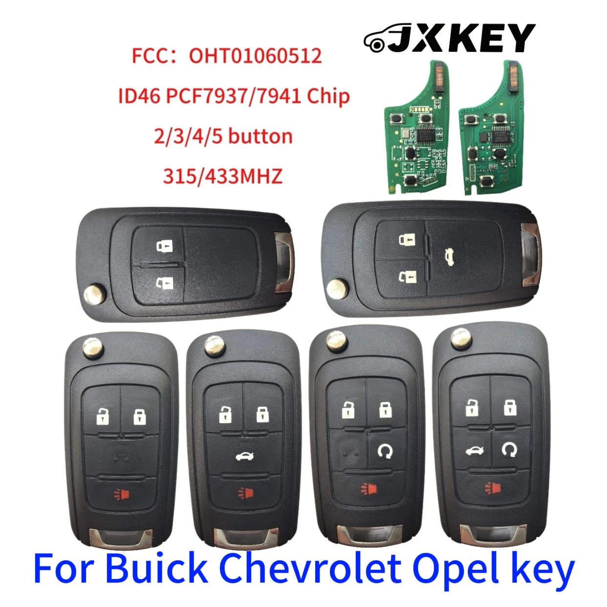 

JXKEY OHT01060512 Remote Car Key 2B/3B//4B/5B Fob 5B 315MHz/433MHz ID46 7941 for Chevrolet Cruze Camaro Malibu Sonic Opel GMC