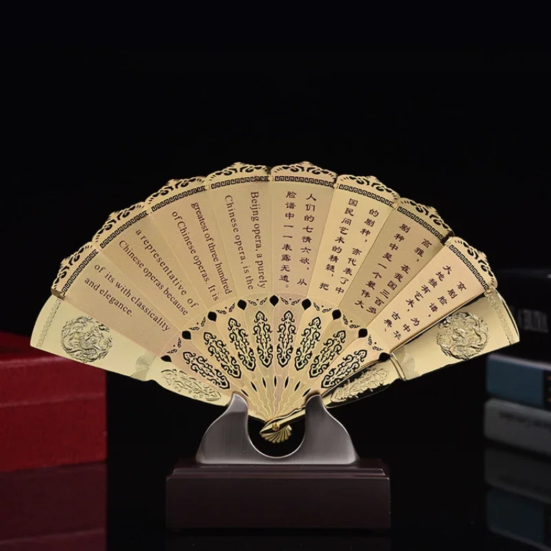 Chinese Style Features Peking Opera Mask Golden Fan Decoration Folk Peking Opera Mask Arts and Crafts Fan - view 4