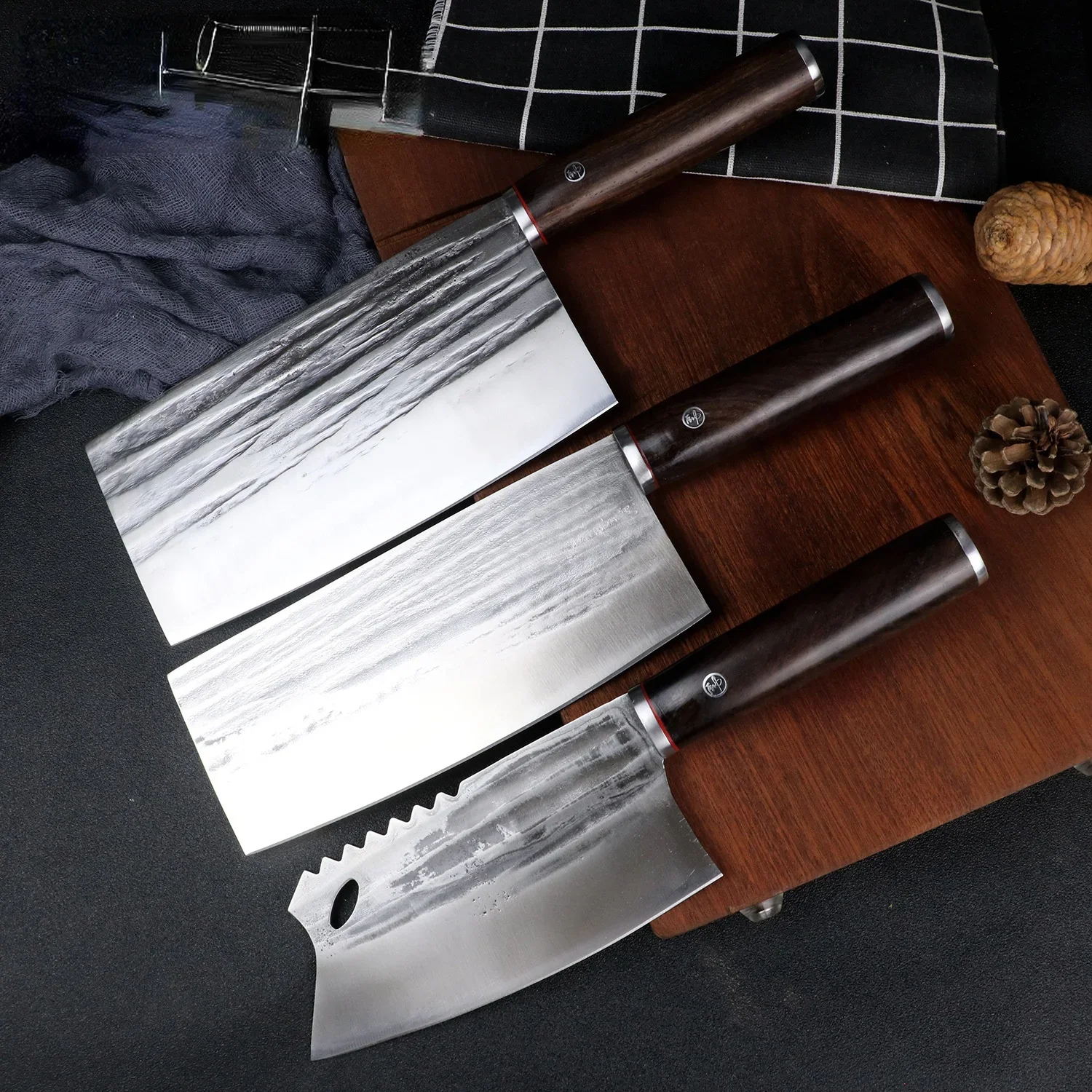 

Кухонный нож-измельчитель, кухонный нож из нержавеющей стали, ручка из черного дерева, универсальный нож для резки мяса, рыбы