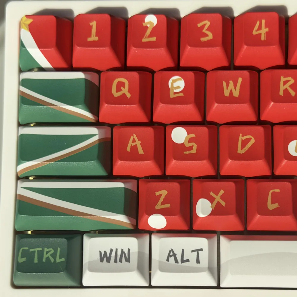 

DIY Custom Design Christmas PBT Keycap KCA Profile DYE Subbed Green Red Keycaps For Mechanical Gaming Keyboard