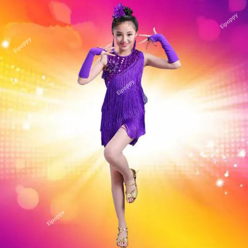 Costume da ballo latino per bambini nappa esame femminile vestito da competizione ballerino che esegue tuta da tango jazz