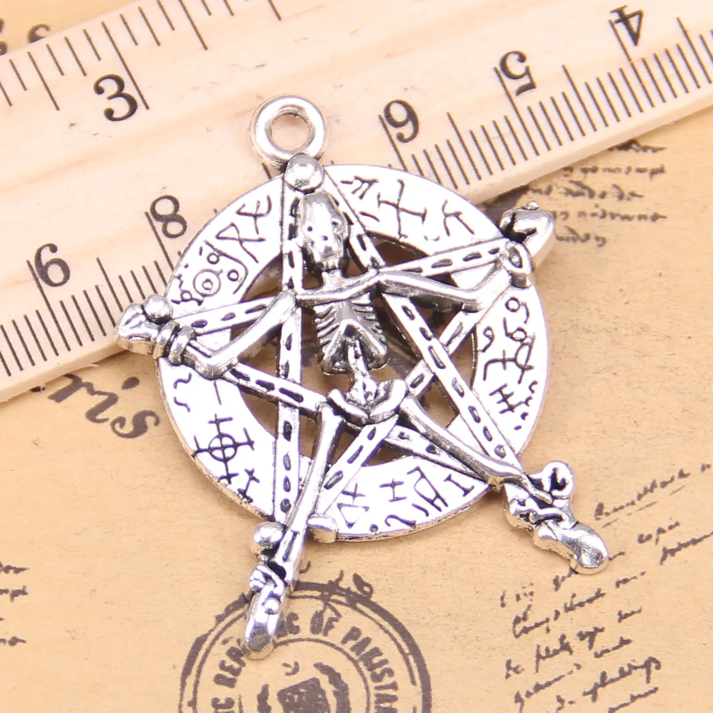 15pcs Jewelry Charms Pentagram Skeleton 43x35mm Antique Silver Plated Pendants Making DIY Handmade Tibetan Silver Jewelry