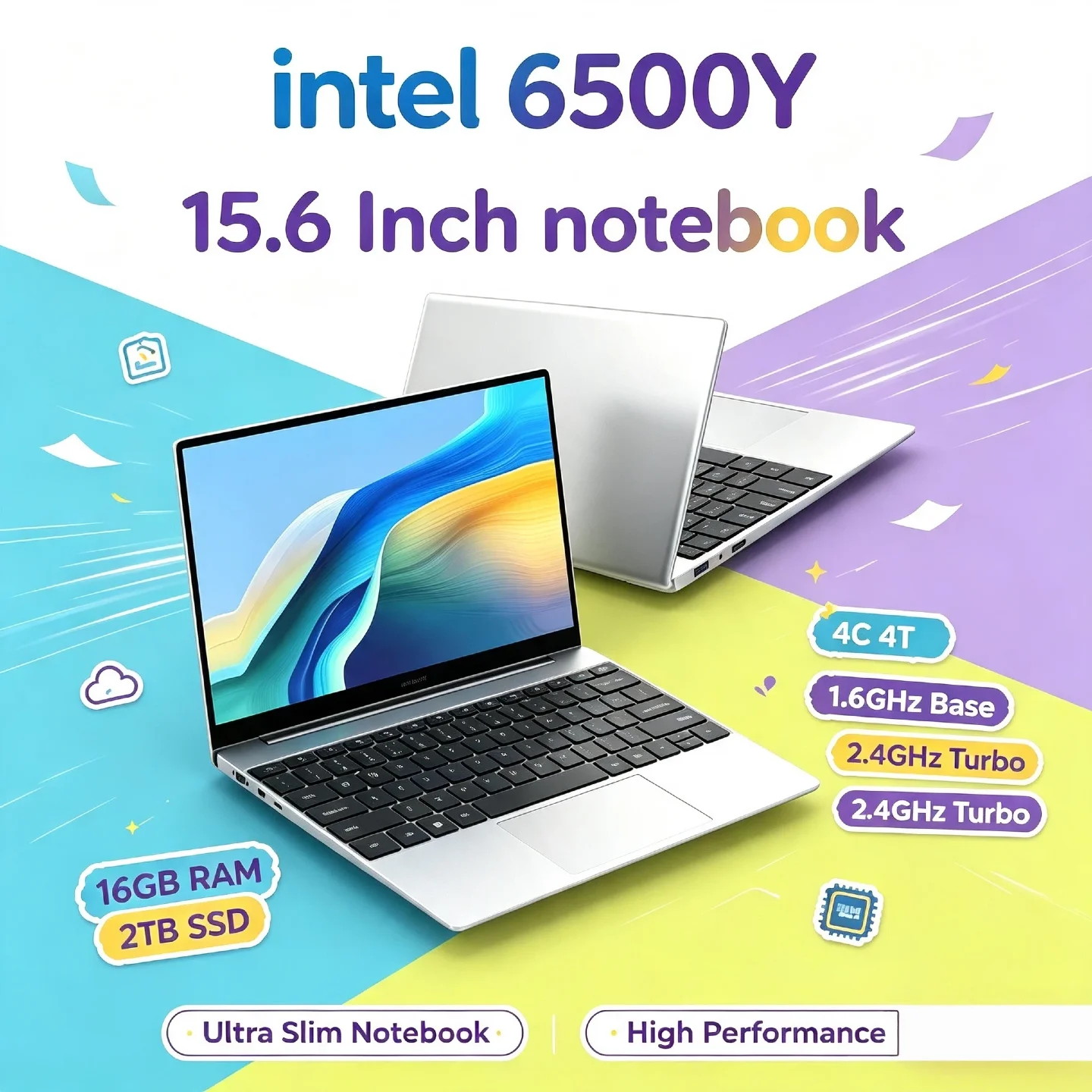 Pentium Gold 6500Y Intel 15.6 Inch Laptop 2C4T 32GB RAM 2TB SSD 5000mAh Backlit Fingerprint Office Gamer Max