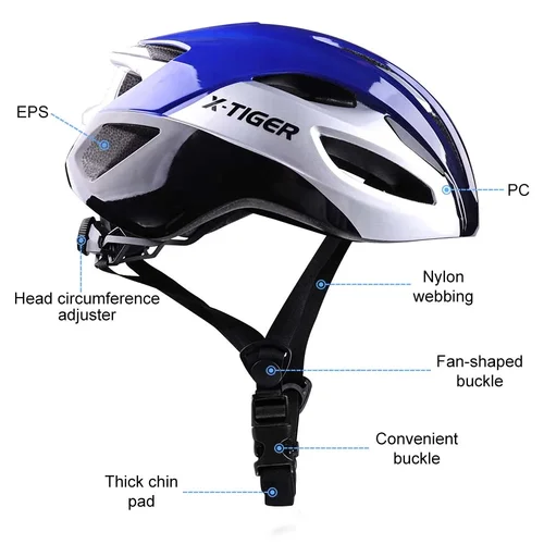 Imagen 2 del producto X-TIGER casco de bicicleta hombre mujer transpirable ultraligero de una sola pieza moldeado cascos a prueba de golpes ajustable MTB cascos de Ciclismo de Carretera