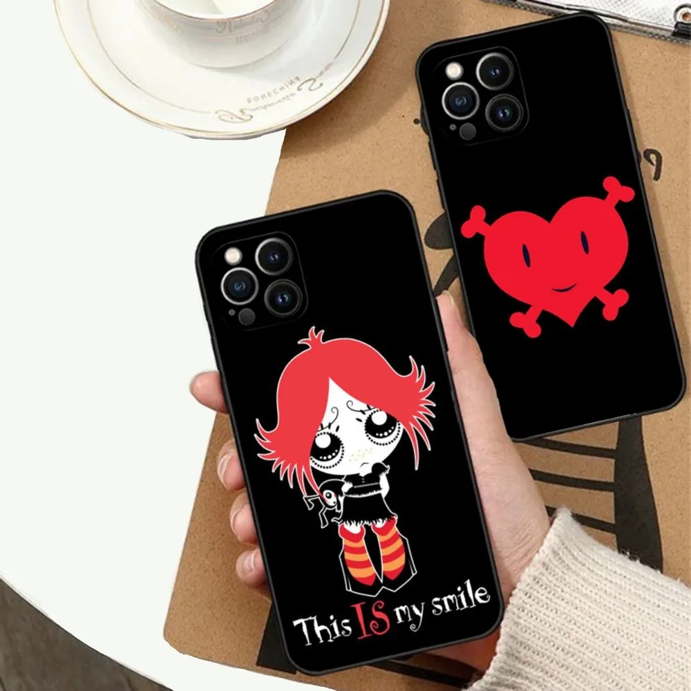 Cute Ruby Gloom Red hair Phone Case For Apple iPhone 15,14,13,12,11,XS,XR,X,8,7,Pro,Max,Plus,mini Silicone Black Cover