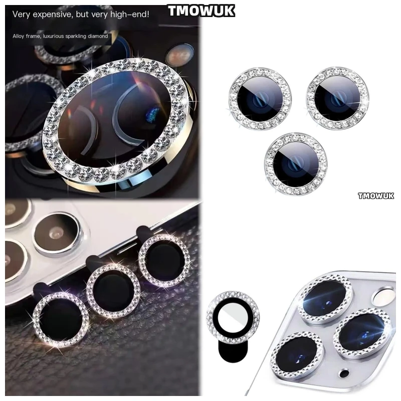 

Luxury Diamond Camera Lens Case W/ Mirror Finish For IPhone 16 15 14 Pro Max Plus 13 12 11 Pro Max Mini