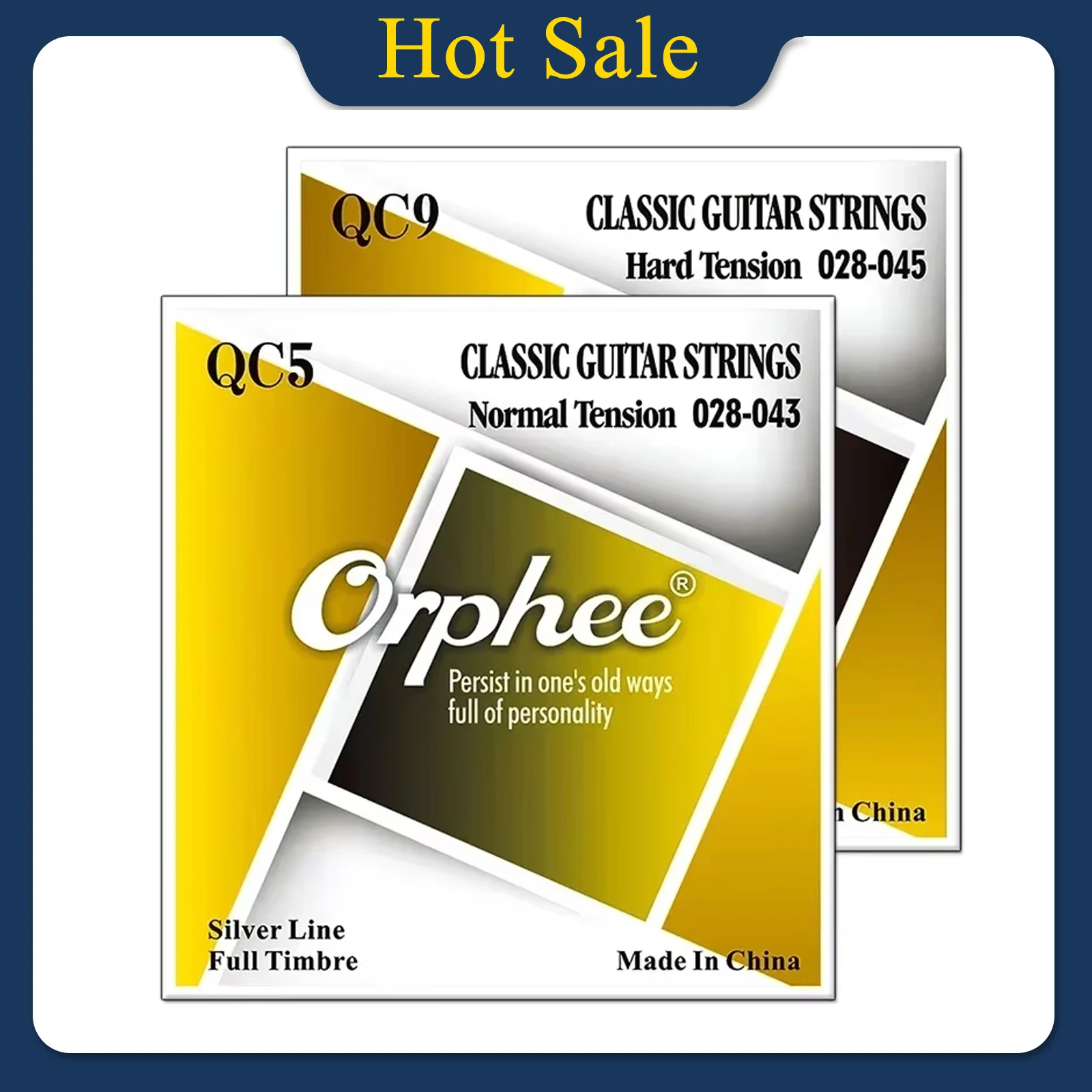 Orphee Klassische Gitarrensaiten QC-Serie Klarer Nylonkern Versilberte Wicklung Klassische Gitarrensaiten Teile Zubehör