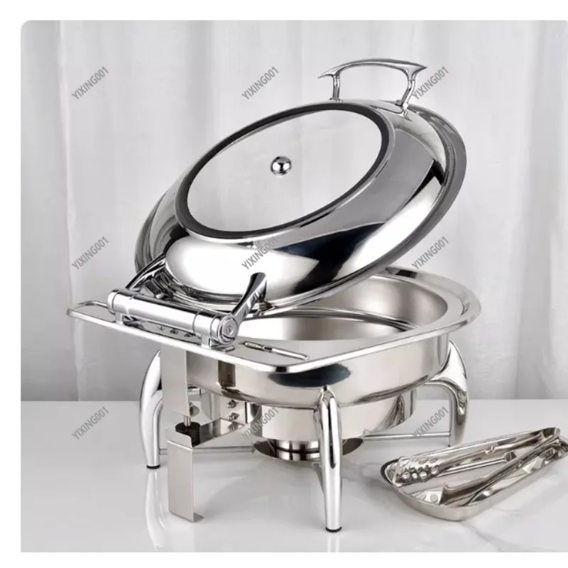 Stainless Steel Chafing Dish Set Wedding Use round Food Warmer with Bell Dome for Party Hotel Buffet Gold Color