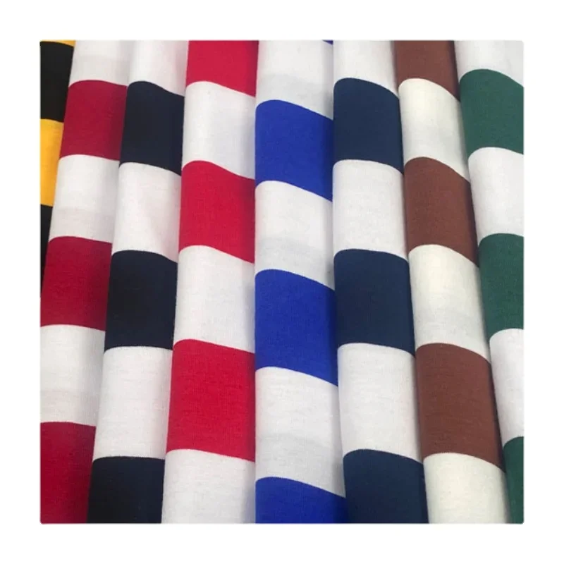 

Width 68'' Simple Fashionable Elastic Knitted Striped Spandex Fabric By The Yard For T-Shirt Dress Material