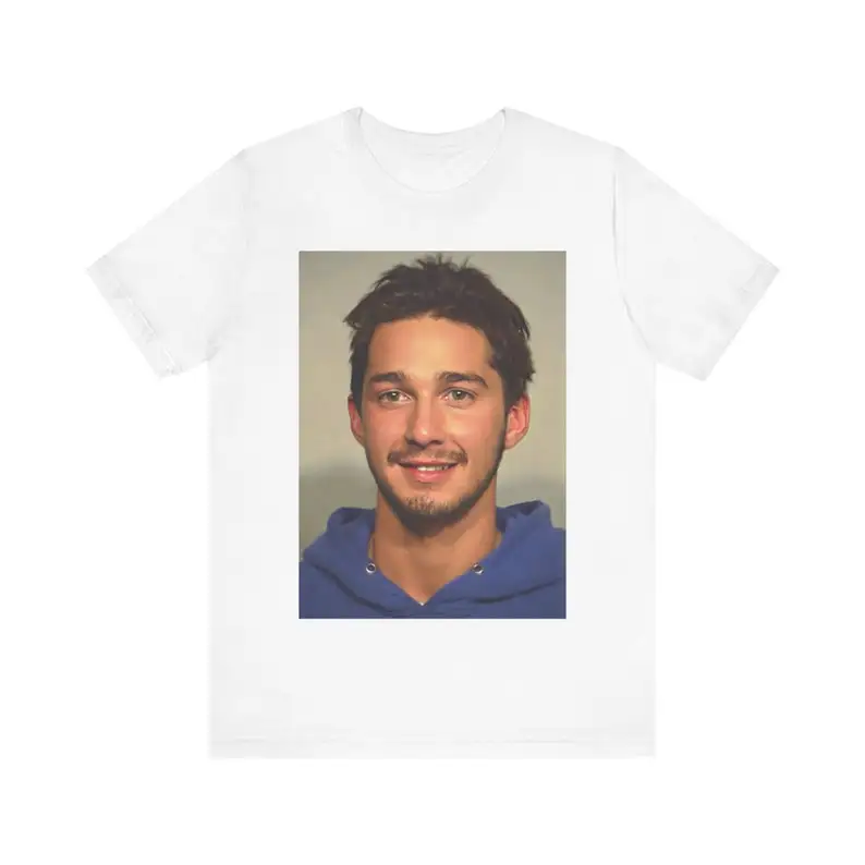 Shia LaBeouf Mugshot Tee, Short Sleeve Graphic Shirt, Celebrity Mugshot Shirt, Unisex Tee, Unique Gift