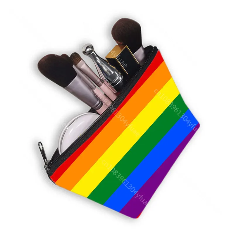 Borsa cosmetica con stampa arcobaleno carina borse per il trucco moda donna custodia cosmetica per ragazze adolescenti Organizer per articoli da toeletta femminili piccola frizione