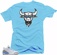 2025 Summer Hot Sale Shirt to Match Jordan Retro 3 UNC Cement Sneakers- Bull 3 Tees Pure Cotton Tshirt