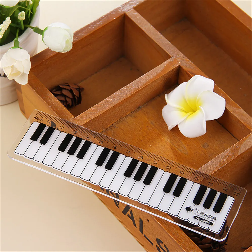 1 Pcs 15cm Black White Musical Notes Piano Transparent Straight Rulers Drawing Measuring Ruler Papeleria De Estudiante