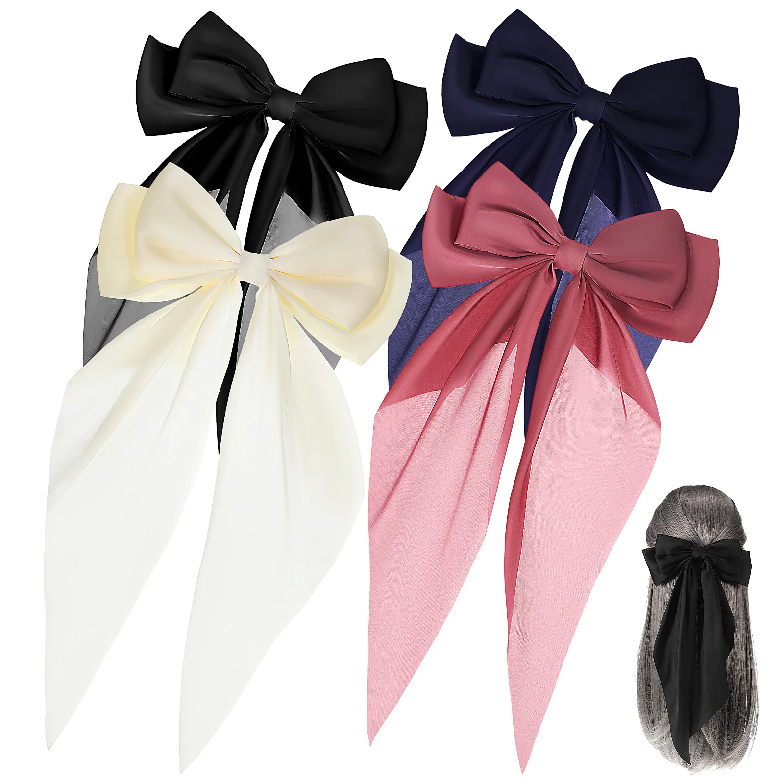 

4 Pcs Hair Pins Bow Clips For Women Bows Girls Accessory Large Ribbons Accessories Bride