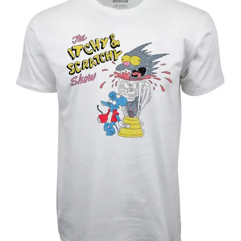 1994 Itchy Scratchy The Meat Grinder Graphic White T Shirt All S 4Xl