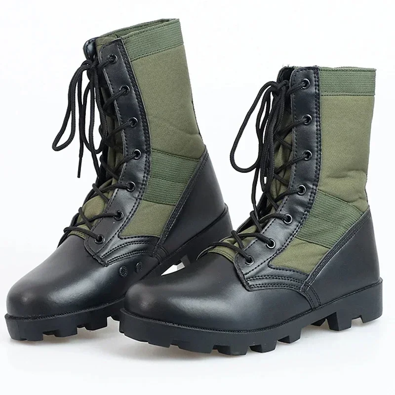 Lace Up Waterproof Outdoor Shoes Breathable Canvas Camouflage Tactical Combat Desert Ankle Boots Men Boots