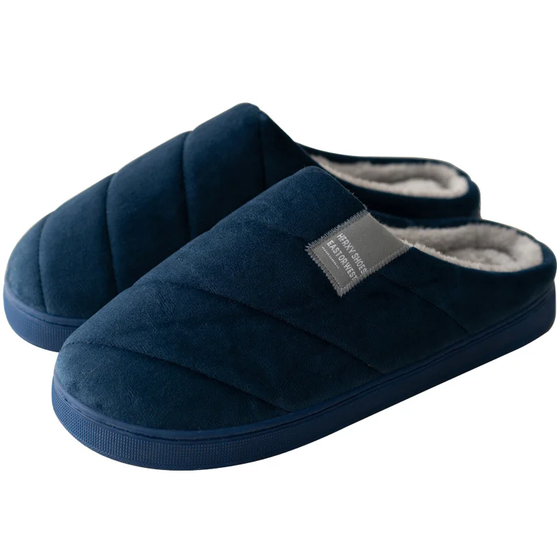 Men's Extra Large Winter Slippers Non-Slip Plush Home Shoes Warm Thick Sole Cotton Slippers for Indoor Use