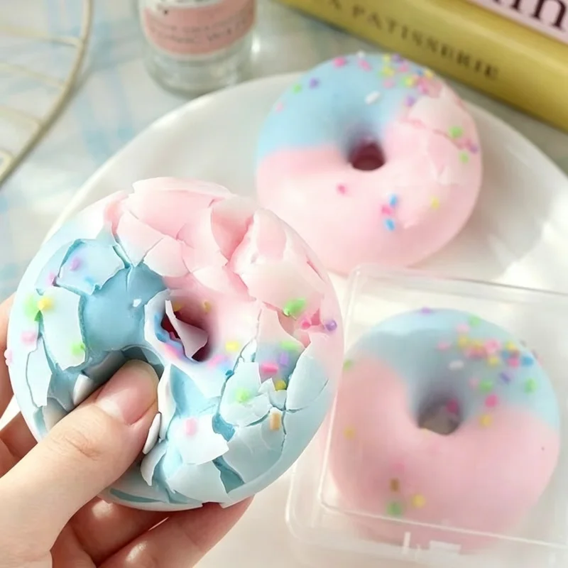 Macaron Colors Squeeze Toy Crispy Chocolate Wax Cracking Stress Ball Soft Realistic Squeeze Fidget Toy Relieve Stress Squishy