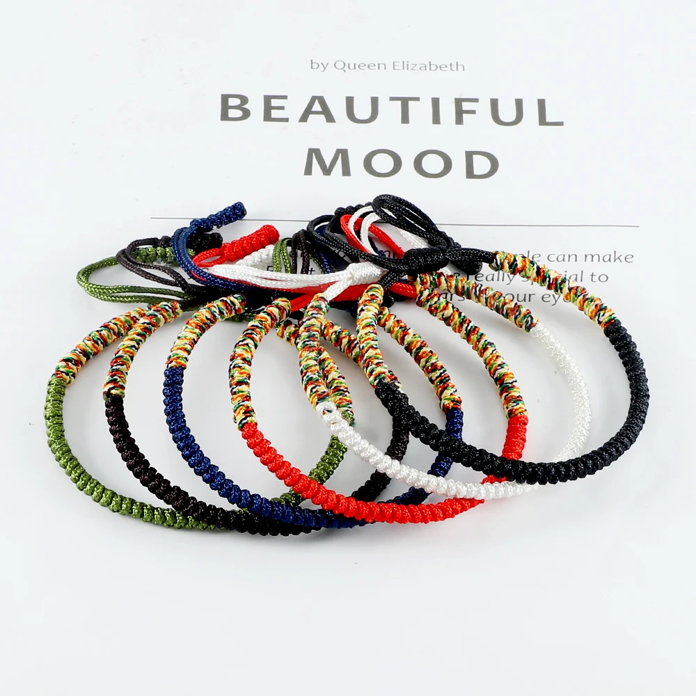 Handmade Tibetan Buddha Rope Bracelet Lucky Braided Adjustable Wristband Friendship Bracelets Jewelry Gift Amulet for Protection