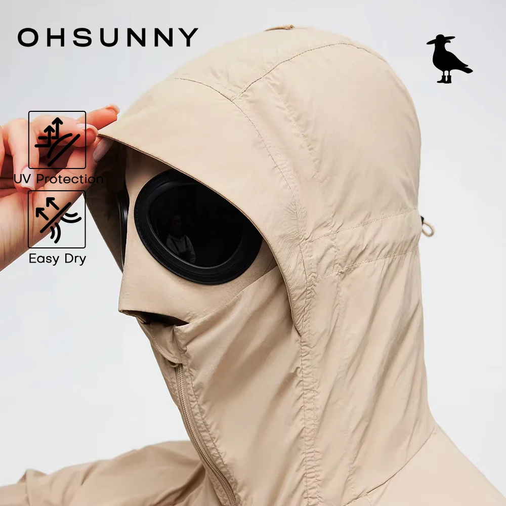 

OhSunny Sun Protective Hiking Jackets with Removable Goggles,Anti-UV UPF50+ Unisex Jacket,Quick Dry Long Sleeves Outwear