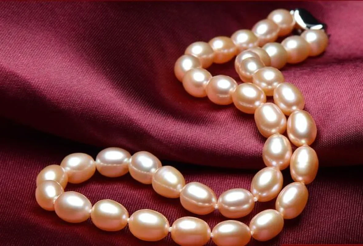 

Suberb Natural 17"9-12mm Genuine Gold Pink Drop Pearl Pendant Necklace Free Shipping for Women Jewelry 925 Sterling Silver