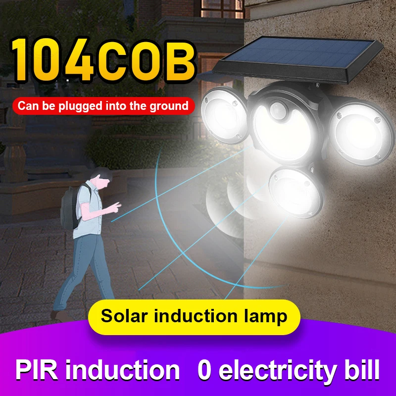 

104 LED Solar Lights Outdoor 3 Modes Wall Lights With IR Motion Sensor IP65 Waterproof Garden Accessories For Lawn Yard Decor