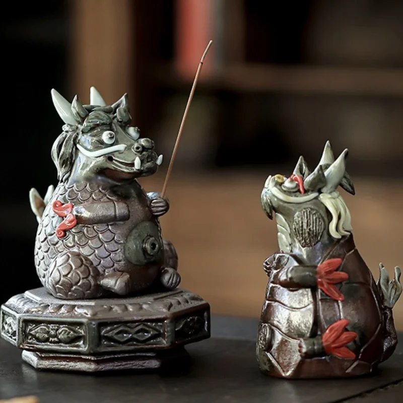 Tea Pet Decoration Fine Ceramic Creative Zhaocai Dragon Can Raise Qilin Tea Play Tea Table Zhong Kui Kung Fu Tea Set Accessories