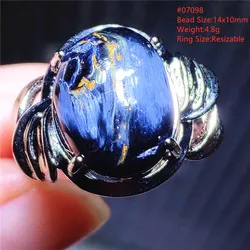 Natural Blue Pietersite Adjustable Ring Women Men Chatoyant Beads Namibia Fashion Jewelry Peter Site Stone AAAAA