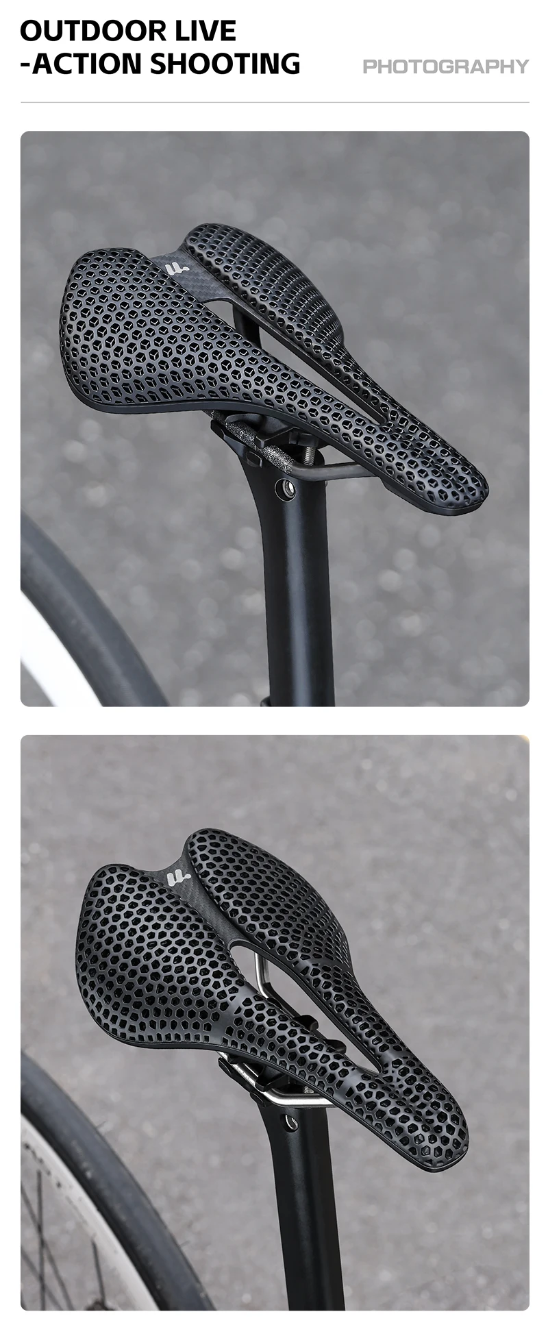 WEST BIKING 3D-Gedruckter Fahrradsattel T700 Carbonfaser Titan-Legierung Cr-Mo Sitzbügel Komfort-Polster für Rennräder 145/150mm – Detail 13