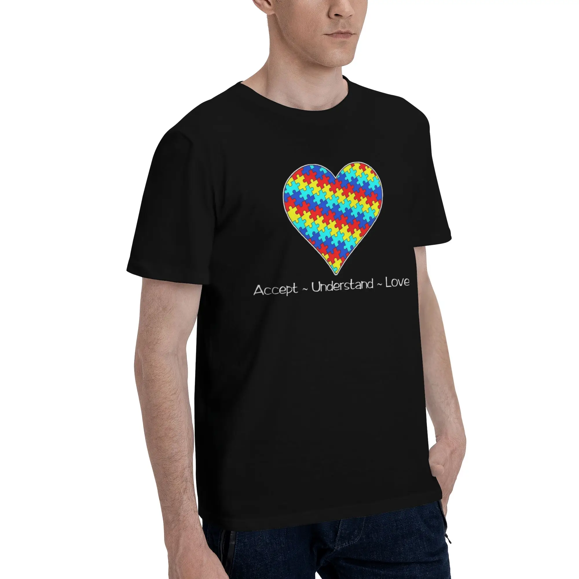 Autism Awareness Respect Love Support  Printed T Shirts for Men Women  100% Cotton  Tee Shirt Clothing
