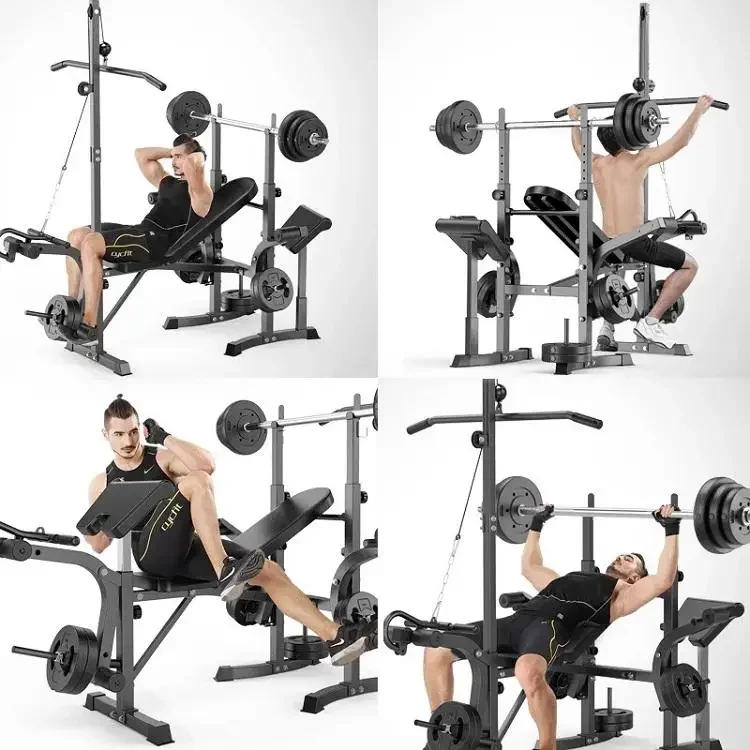 for 2024 Fitness Equipment Adjustable Exercise Weight Lifting Barbell Bench Press Squat Rack Bench For Home Gym