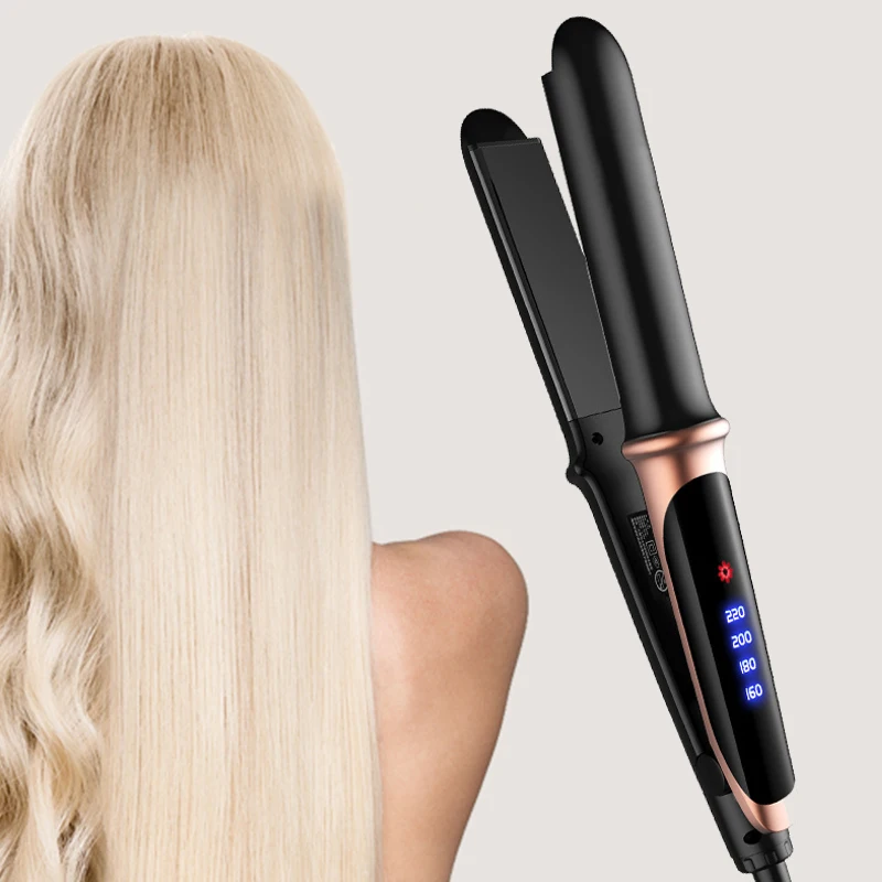 2-in-1 Hair Straightener Curling Iron Professional Ceramic Short Flat Iron for Women & Men Beard Straightener