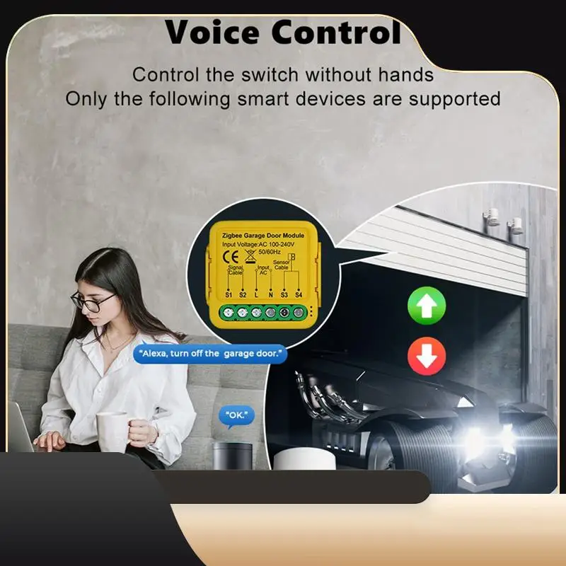 

Контроллер открывания гаражных ворот Tuya Zigbee, модуль умного переключателя, голосовой пульт дистанционного управления для Alexa Google Home-T44C