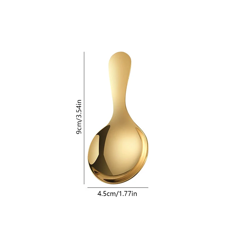 1Pc Stainless Steel Sugar Salt Spoon Tea Coffee Dessert Spoon Short Handle Ice Cream Scoop  Soup Kitchen Tool