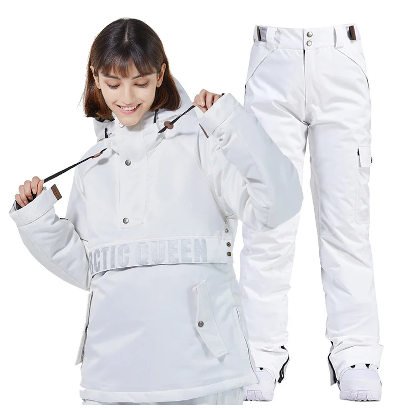 

New Super Warm Ski Suit Couples Winter White Snow Jacket Pants Snowboard Suit Men Women Waterproof Windproof Ski Coat Overalls