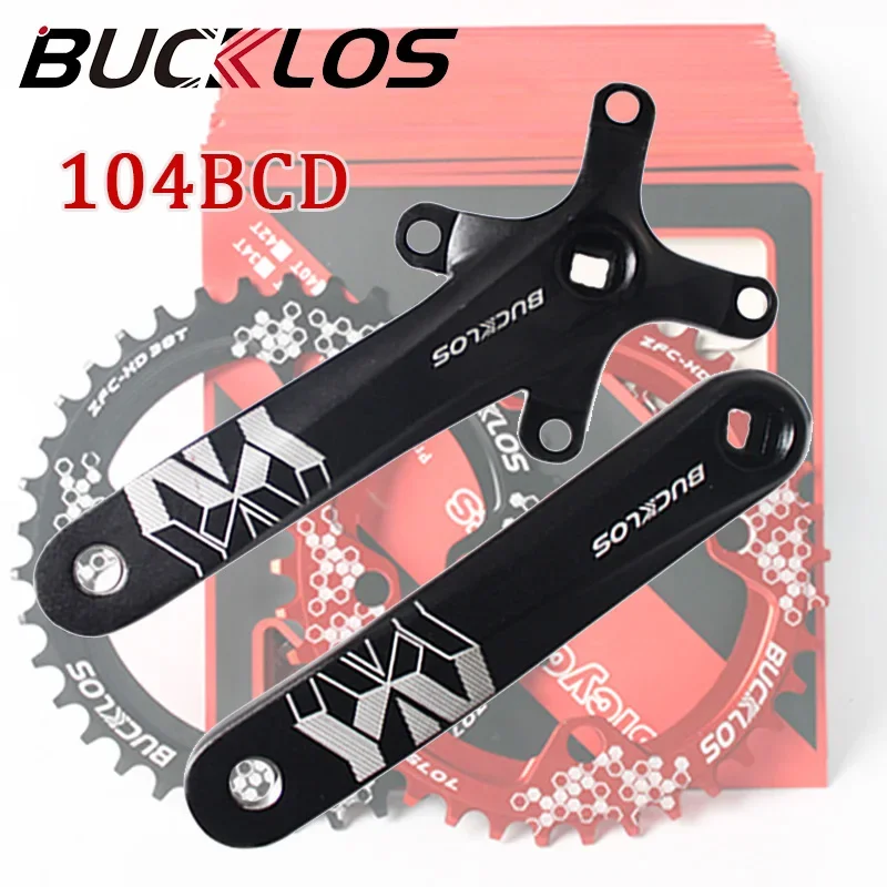 BUCKLOS MTB Crankset 8/9/10/11S Bicycle Crank Set Aluminum Alloy 170mm Mountain Bike Crank 104BCD Chainring Cycling Parts