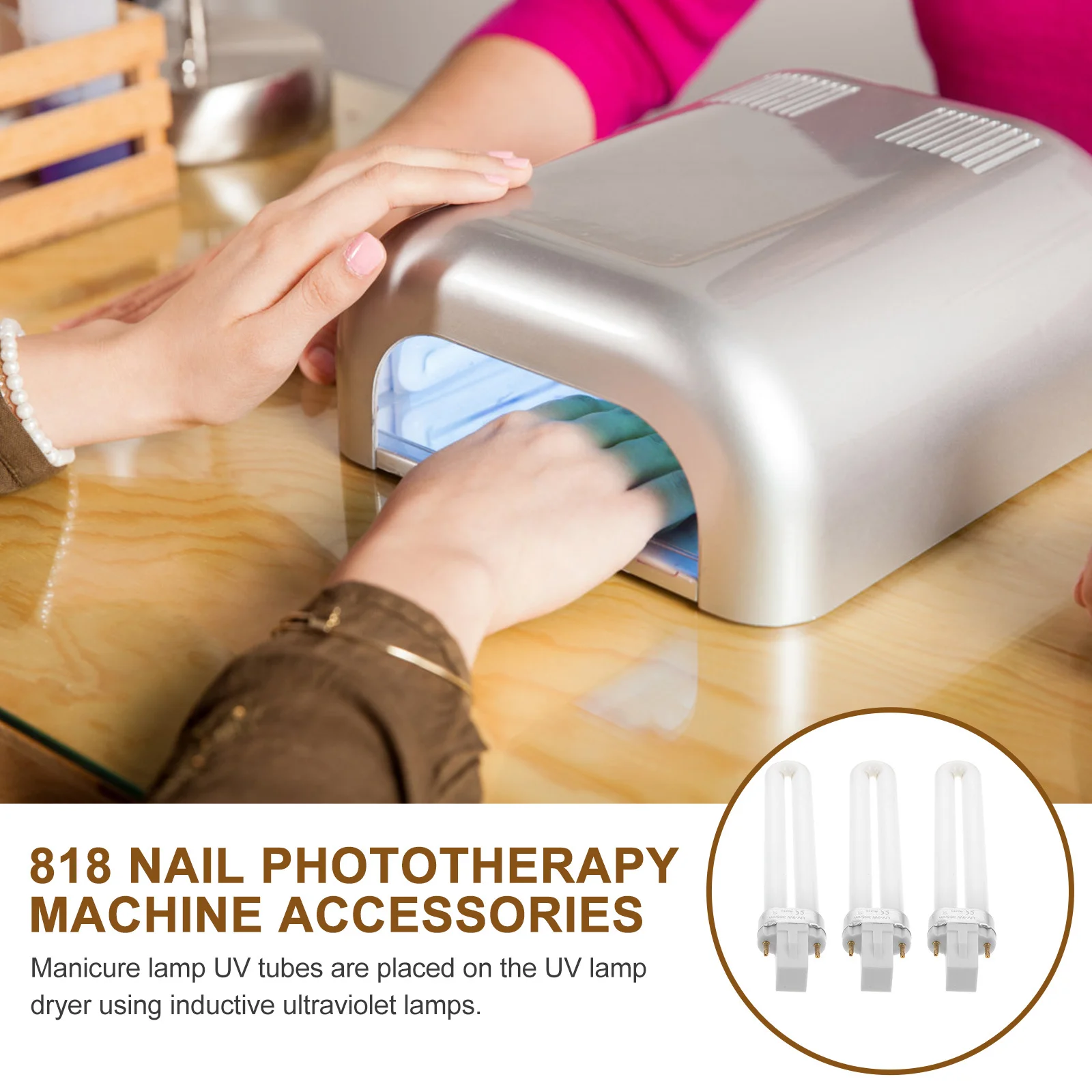 หลอดไฟอบเล็บ 8 ชิ้น สำหรับร้านเสริมสวยมืออาชีพ แสงยูวี แอลอีดี สำหรับอบเจลทำเล็บ อุปกรณ์ทำเล็บด้วยตัวเอง หลอดไฟอบเล็บ แสงสำหรับทำเล็บ