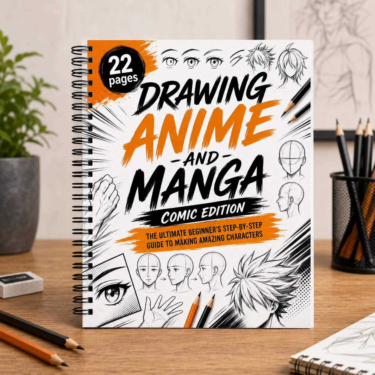 Anime Manga Zeichenbuch B5 Spiral-Skizzenbuch für Anfänger Charakterkunst-Übungen 22 Seiten